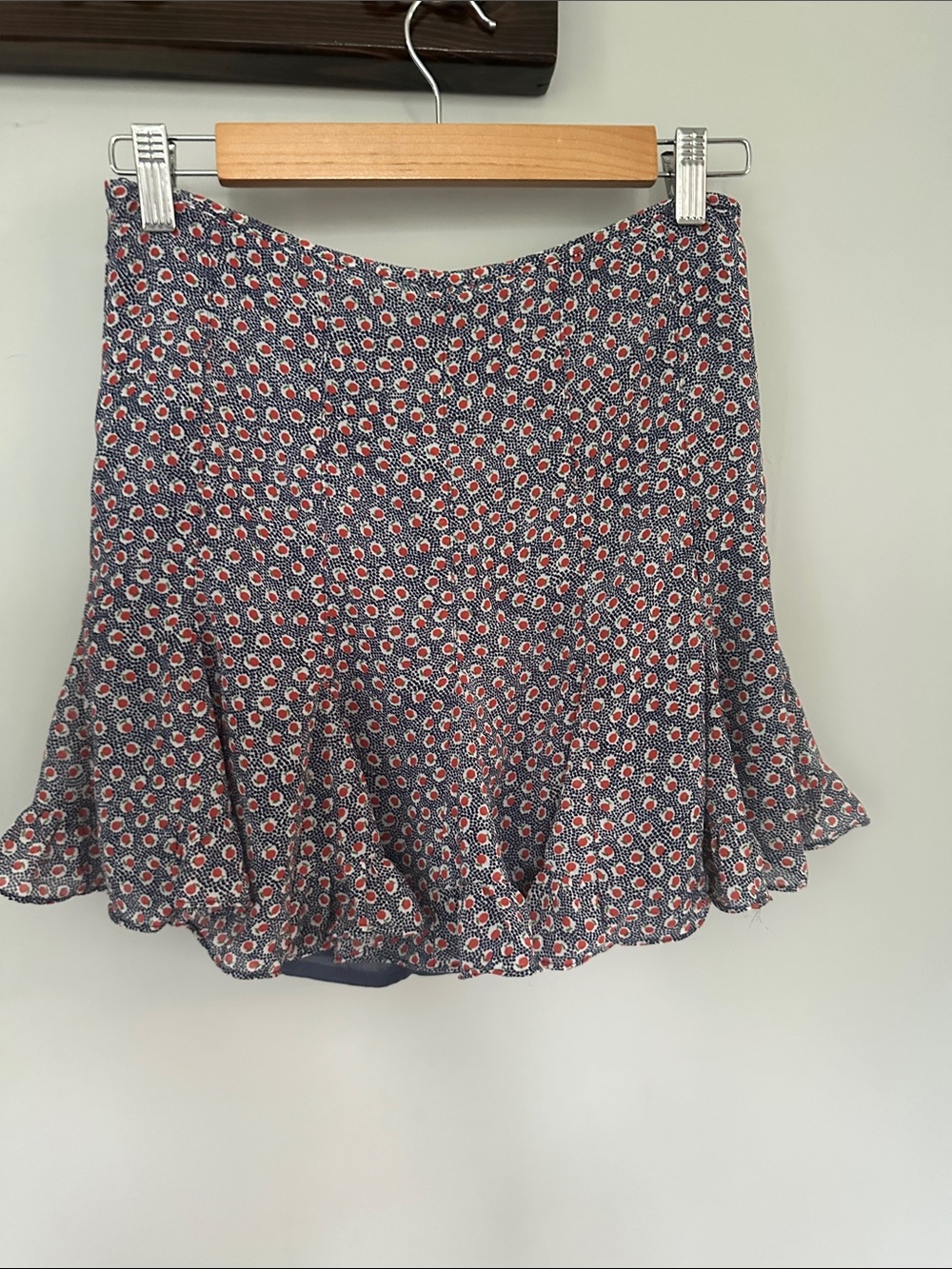 Dress Forum Navy Floral Ruffle Hem mini Skirt